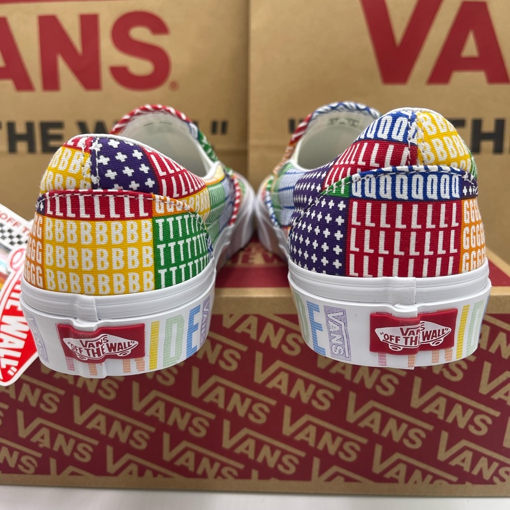 Vans Men's Shoes - Multicolor Classic Slip-On (Pride) Multi/True White Sneakers - Picture 13 of 16